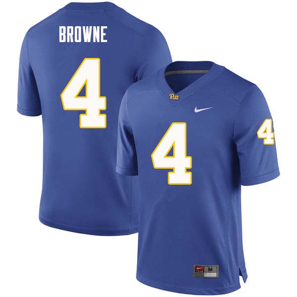 Men #4 Max Browne Pittsburgh Panthers College Football Jerseys Sale-Royal